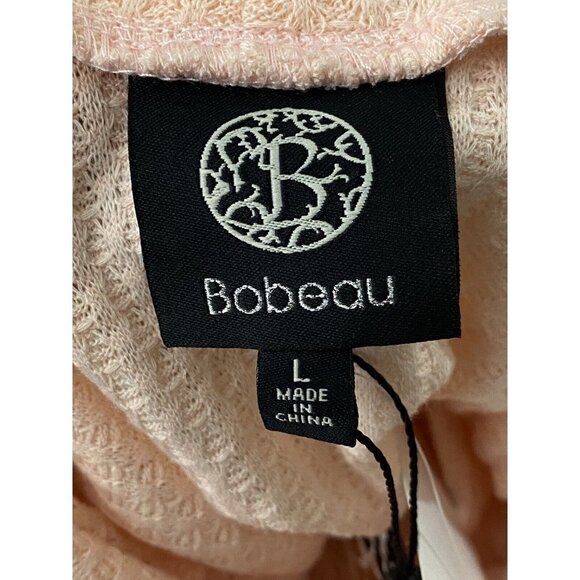 Bobeau Woman’s Blush Waffle Knit Thermal Pullover Cowl Neck Dolman Sleeve SZ L - Picture 5 of 7